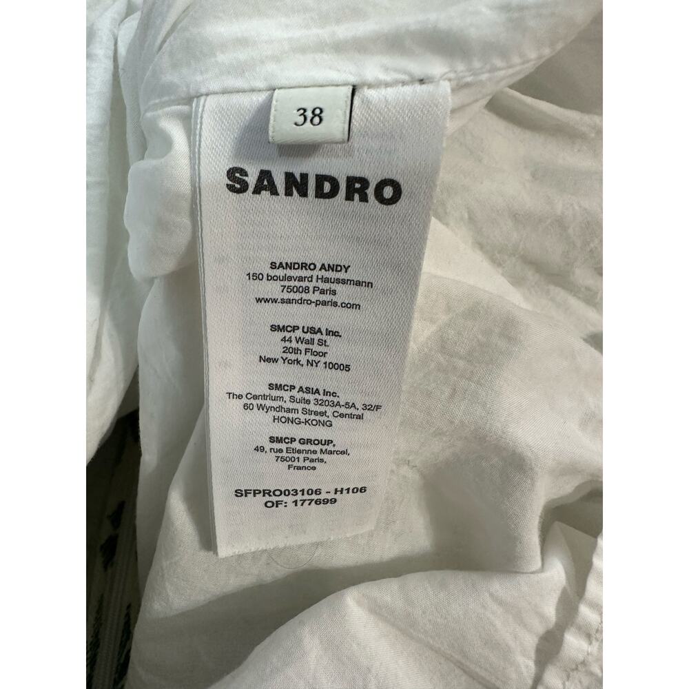 Sandro Maxi Dress Annecy Linen Green Floral Print Sleeveless Cut Out Sides sz 6 - Picture 8 of 10